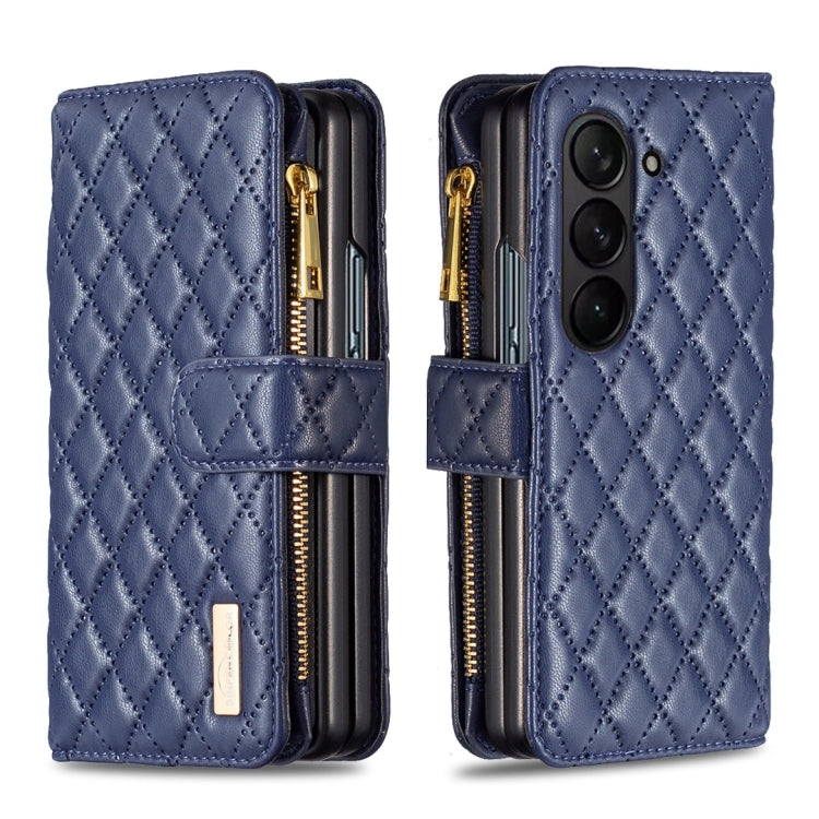 Diamond Lattice Zipper Wallet Leather Flip Phone Case, For Galaxy Z Fold8 5G, For Galaxy Z Fold8 Ultra 5G, For Samsung Galaxy Z Fold7, For Samsung Galaxy Z Fold6, For Samsung Galaxy Z Fold5