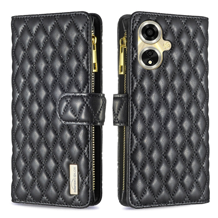 Diamond Lattice Zipper Wallet Leather Flip Phone Case, For OPPO A59 5G