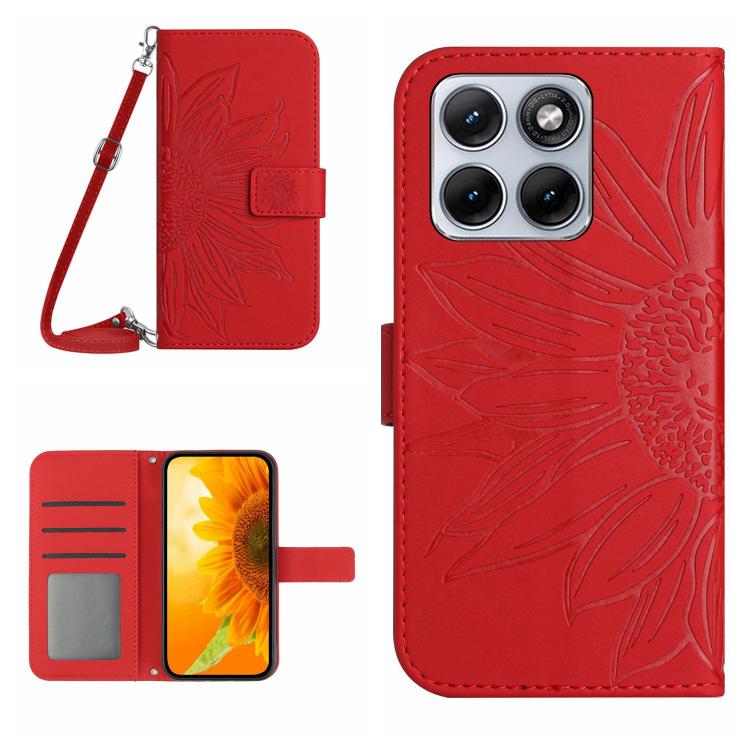 HT04 Skin Feel Sun Flower Embossed Flip Leather Phone Case with Lanyard, For Motorola Moto G Max / G87 / G77 5G, For Motorola Moto G37 5G, For Motorola Edge 70 Pro 5G, For Motorola Edge 70 Fusion 5G