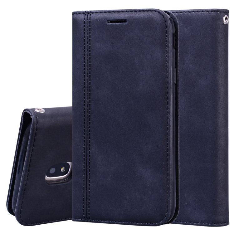 Frosted Business Magnetic Horizontal Flip PU Leather Case with Holder & Card Slot & Lanyard, For Samsung Galaxy J3 / J330 (EU), For Samsung Galaxy J5 (2016) / J510, For Samsung Galaxy J5 / J530 (EU), For Samsung Galaxy J7 / J730 (EU)