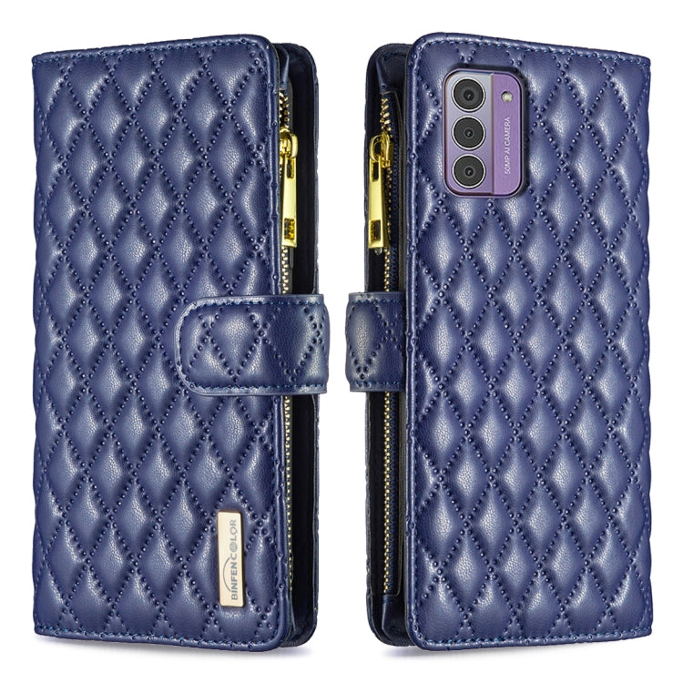 Diamond Lattice Zipper Wallet Leather Flip Phone Case, For Nokia G42/G310