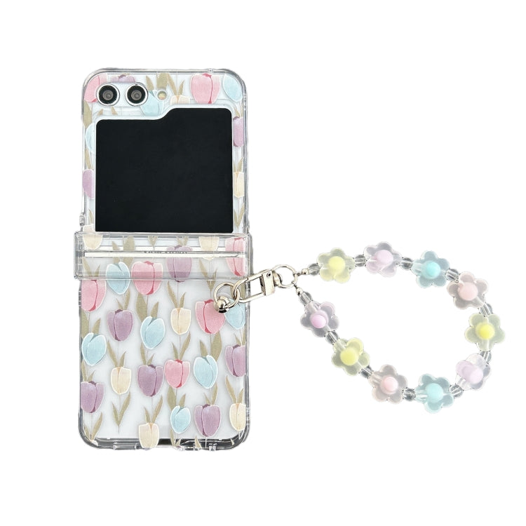 Transparent PC All Inclusive Hinge Folding Phone Case with Bracelet, For Samsung Galaxy Z Flip5