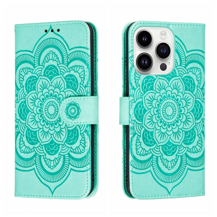 Sun Mandala Embossing Leather Phone Case, For iPhone 18 Pro / 17 Pro, For iPhone 18 Pro Max / 17 Pro Max, For iPhone 16e / 17e, For iPhone 17, For iPhone Air, For iPhone 15 Pro Max