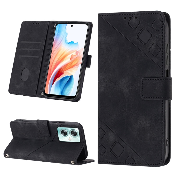 Skin-feel Embossed Leather Phone Case, For OPPO A92s, For OPPO A79 5G
