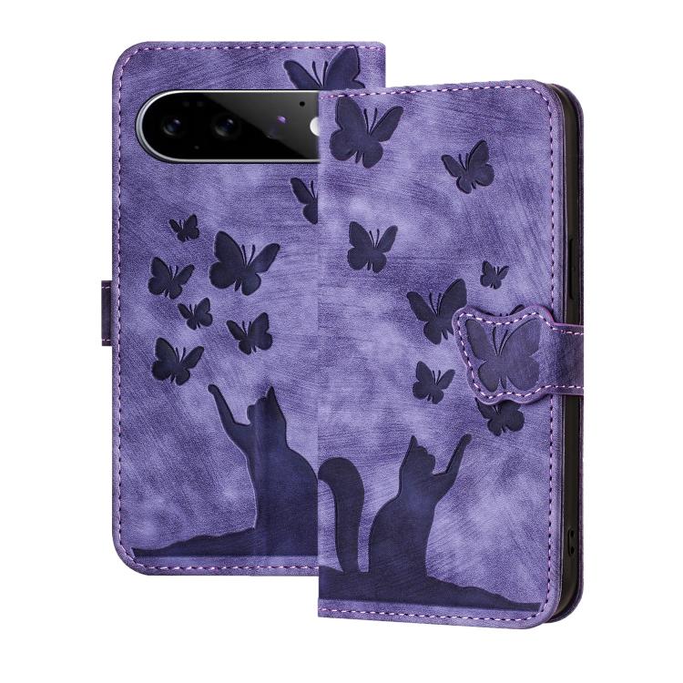 Butterfly Cat Embossing Flip Leather Phone Case, For Google Pixel 11 Pro XL, For Google Pixel 11 / 11 Pro, For Google Pixel 10a, For Google Pixel 9 Pro XL / 10 Pro XL, For Google Pixel 9 / 10 Pro, For Google Pixel 8 Pro, For Google Pixel 8