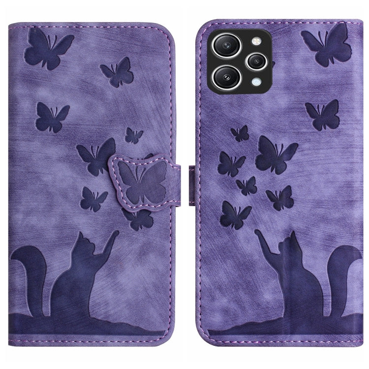Butterfly Cat Embossing Flip Leather Phone Case, For Xiaomi Redmi 12 4G, For Xiaomi Redmi Note 11/Note 12S 4G Global, For Xiaomi Redmi Note 12 4G Global, For Xiaomi Poco X5 Pro / Redmi Note 12 Pro 5G, For Xiaomi Poco X5 / Redmi Note 12 5G