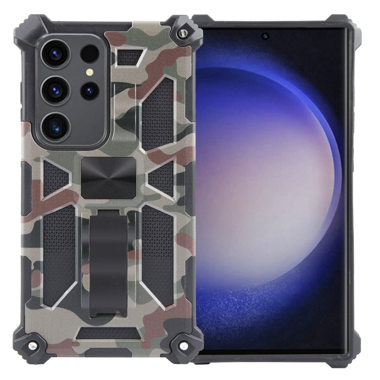 Camouflage Armor Kickstand TPU + PC Magnetic Phone Case, For Samsung Galaxy S23 FE 5G, For Samsung Galaxy S24 Ultra 5G, For Samsung Galaxy A55, For Samsung Galaxy S24+ 5G, For Samsung Galaxy A35, For Samsung Galaxy S24 5G, For Samsung Galaxy A15