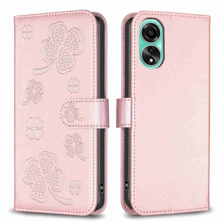 Four-leaf Embossed Leather Phone Case, For OPPO Reno16 F 5G/Reno16 FS 5G, For OPPO Reno16/Reno16 Pro 5G Global, For OPPO A60, For OPPO Find X7, For OPPO Find X7 Ultra, For OPPO A38 / A18 4G, For OPPO A58 4G, For OPPO A78 4G