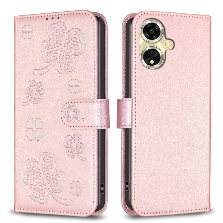 Four-leaf Embossed Leather Phone Case, For OPPO A15, For OPPO A92 / A72 / A52, For OPPO A7, For OPPO A59 5G
