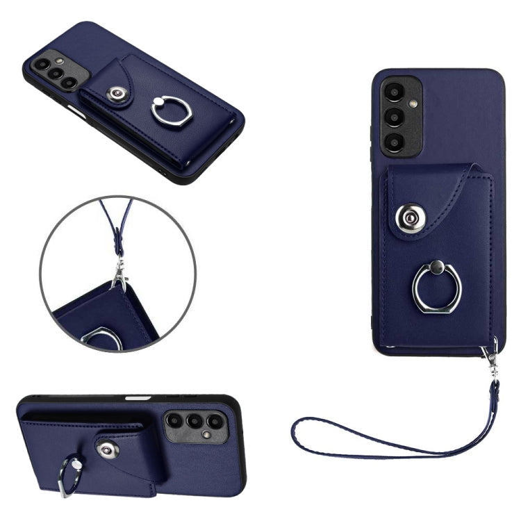 Organ Card Bag Ring Holder PU Phone Case with Lanyard, For Samsung Galaxy A25 5G Global, For Samsung Galaxy S23 FE 5G, For Samsung Galaxy A24 4G, For Samsung Galaxy A04e 4G/M04 4G/F04 4G, For Samsung Galaxy A54 5G, For Samsung Galaxy S23 Ultra 5G