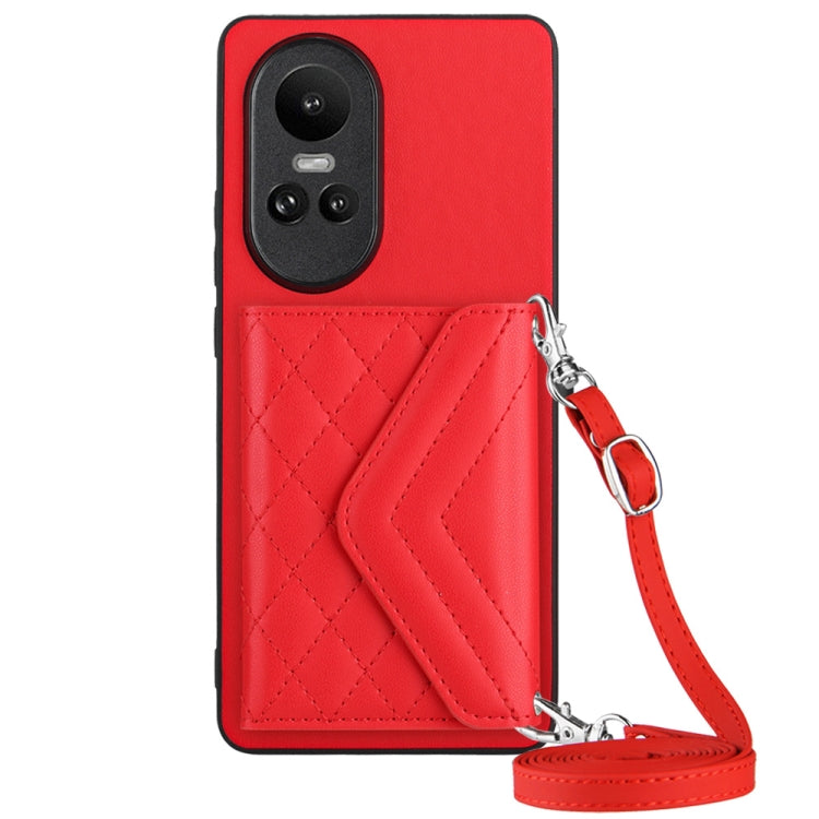 Rhombic Texture Card Bag RFID Phone Case with Long Lanyard, For OPPO A3 Pro 5G, For OPPO Reno11 F Thai Version, For OPPO F25 Pro 5G India, For OPPO Reno11 Global, For OPPO Reno11 Pro Global, For OPPO A38 4G / A18 4G, For OPPO A58 4G, For OPPO Reno10 5G