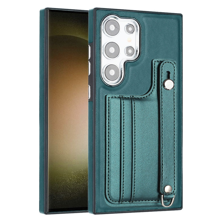 Shockproof Leather Phone Case with Wrist Strap, For Samsung Galaxy S24 Ultra 5G, For Samsung Galaxy S24+ 5G, For Samsung Galaxy S24 5G, For Samsung Galaxy A15, For Samsung Galaxy A05, For Samsung Galaxy A05s, For Samsung Galaxy A25 5G