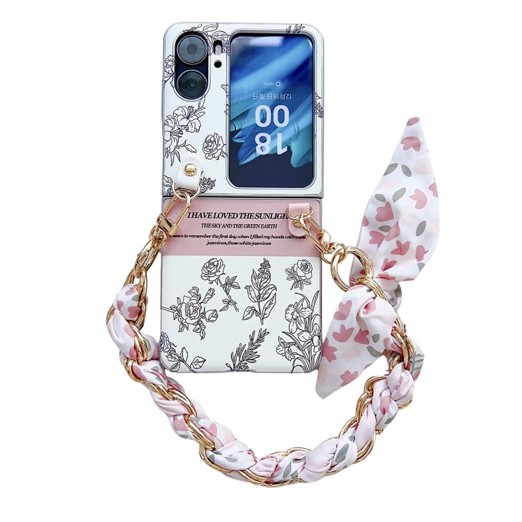 Pearlescent Paint Painted PC Phone Case with DIY Scarf Bracelet, For OPPO Find N3, For OPPO Find N3 Flip, For OPPO Find N2, For OPPO Find N2 Flip
