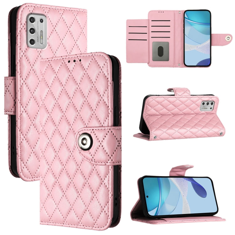 Rhombic Texture Flip Leather Phone Case with Lanyard, For Motorola Moto G Play 2021, For Motorola Moto G Stylus 2021 4G