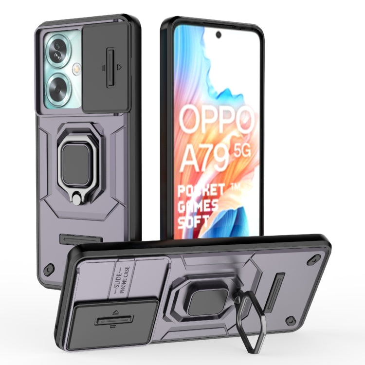 Sliding Camshield TPU + PC Shockproof Phone Case with Holder, For OPPO A79 5G Global