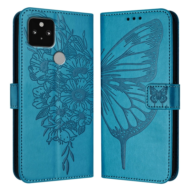 Embossed Butterfly Leather Phone Case, For Google Pixel 5 XL / Pixel 4a 5G, For Google Pixel 5