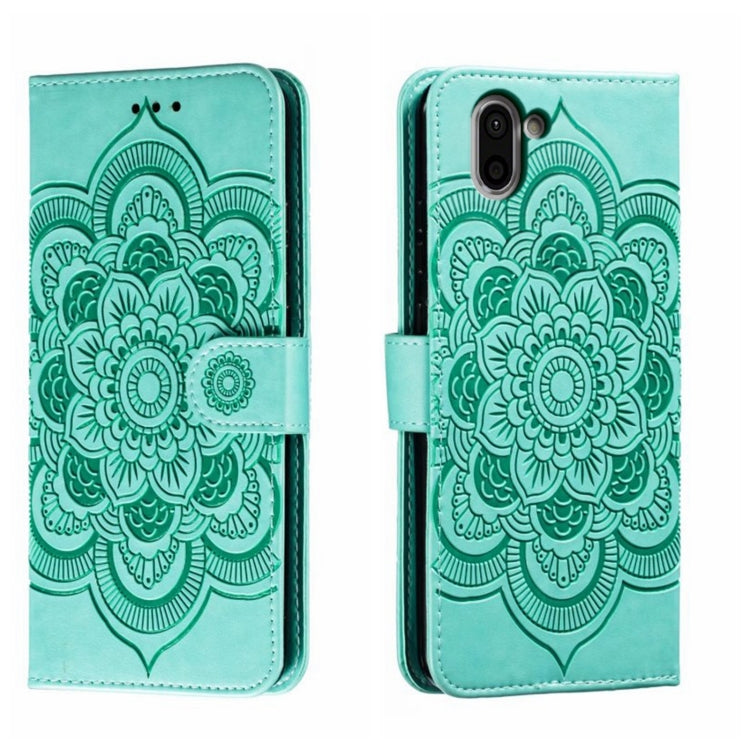 Sun Mandala Embossing Pattern Phone Leather Case, For Sharp Aquos R8 Pro, For Sharp Aquos Wish, For Sharp Aquos Sense3, For Sharp Aquos R5G, For Sharp Aquos R3, For Sharp Aquos R2