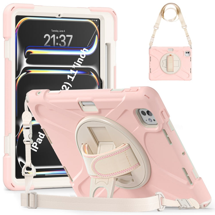 Rotatable Holder Silicone Hybrid PC Tablet Case with Shoulder Strap, For iPad Air 13 2026 / 2025 / 2024, For iPad Air 11 2026 / 2025 / 2024, For iPad Pro 13 2025 / 2024, For iPad Pro 11 2025 / 2024