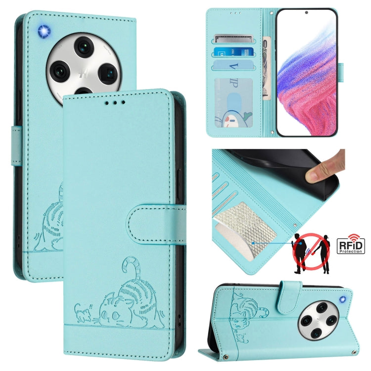 Cat Rat Embossed Pattern RFID Leather Phone Case with Lanyard, For OPPO Find X8 Pro, For OPPO A78 5G Global / A1X 5G, For OPPO Reno8 T 4G Global, For OPPO Find X6 Pro, For OPPO Find X6, For OPPO A1 Pro 5G / Reno8 T 5G Global, For OPPO Reno8 Z 5G