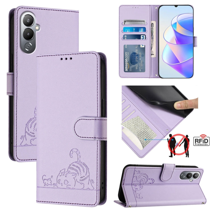 Cat Rat Embossed Pattern RFID Leather Phone Case with Lanyard, For Tecno Spark GO 2023, For Tecno POP 7 / POP 7 Pro, For Tecno Spark 10 5G, For Tecno Spark 10C, For Tecno Spark 10 4G, For Tecno Spark 10 Pro, For Tecno Camon 19 Pro 5G, For Tecno POVA 4 Pro