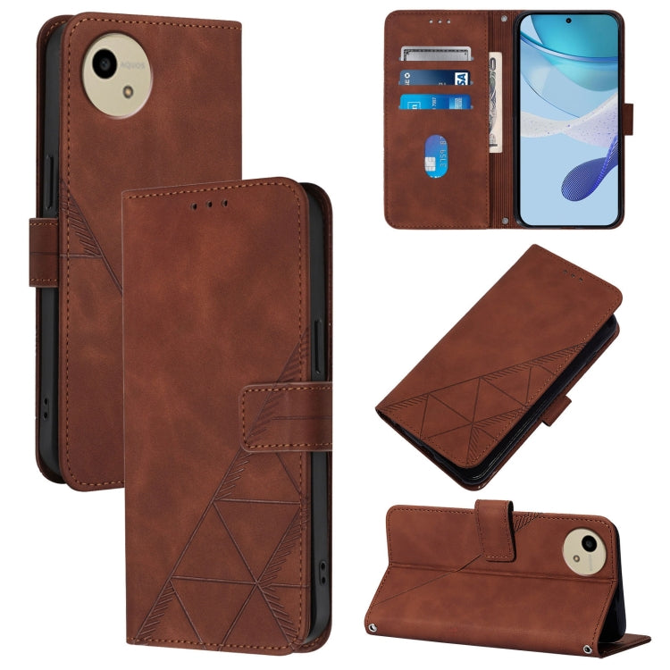 Crossbody 3D Embossed Flip Leather Phone Case, For Sharp Aquos wish6, For Sharp Aquos R11, For Sharp Aquos Sense10, For Sharp Basio Active3, For Sharp Aquos Sense9 Plus, For Sharp Aquos Sense9, For Sharp Aquos R9 Pro / SH-54E, For Sharp Aquos Wish4