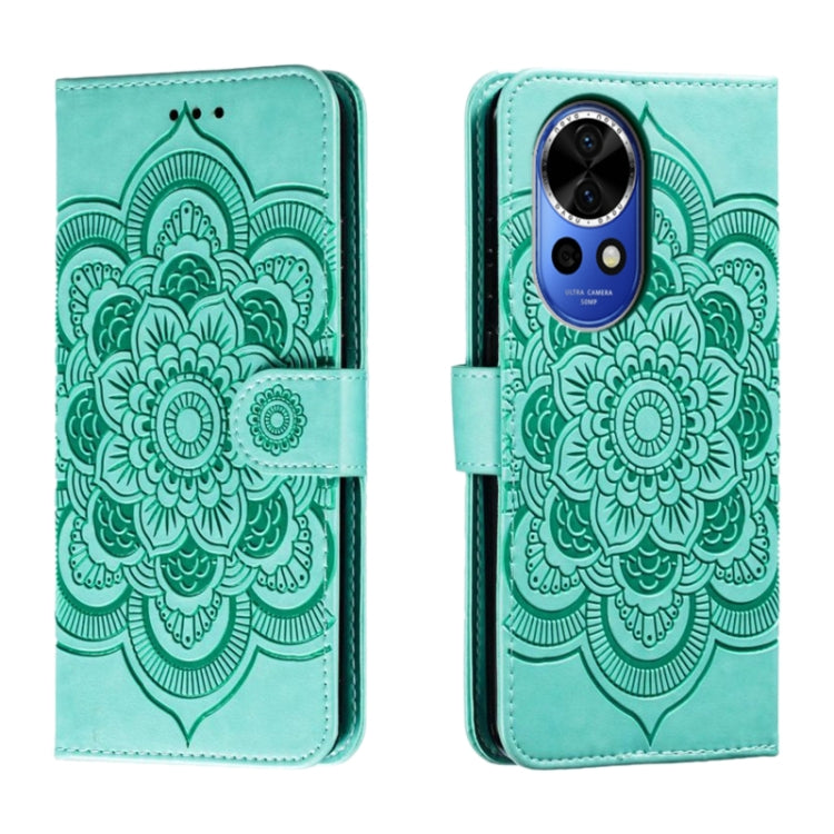 Sun Mandala Embossing Pattern Phone Leather Case, For Huawei Enjoy 70 Pro, For Huawei Enjoy 70, For Huawei Nova 12 Pro, For Huawei Nova 12