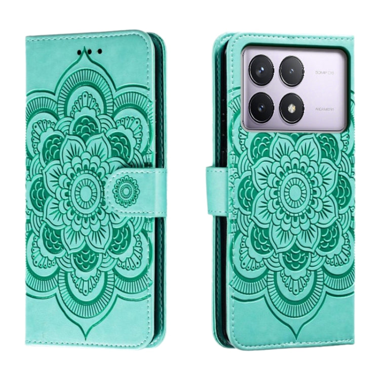 Sun Mandala Embossing Pattern Phone Leather Case, For Xiaomi Redmi Note 13 Pro 4G, For Xiaomi Redmi Note 13 4G, For Xiaomi Redmi K70E, For Xiaomi Redmi Note 13R Pro, For Xiaomi Redmi K70