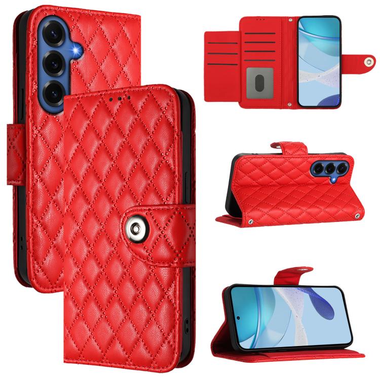 Rhombic Texture Flip Leather Phone Case with Lanyard, For Samsung Galaxy S26+ 5G, For Samsung Galaxy S26 Edge 5G, For Samsung Galaxy S26 Ultra 5G, For Samsung Galaxy S26 5G, For Samsung Galaxy S25 Edge 5G, For Samsung Galaxy S24 FE 5G