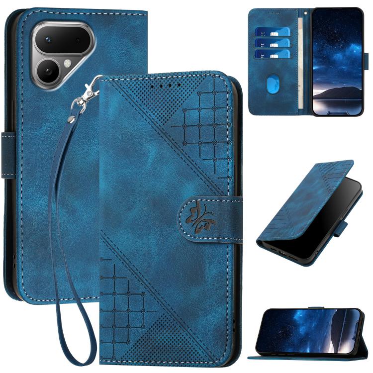 Grid Butterfly Embossed Pattern Leather Phone Case with Lanyard, For Tecno Pova Curve 2 5G, For Tecno Spark Go 3 / Pop 20 4G, For Tecno Spark 50 4G, For Tecno Camon 50 Pro 4G, For Tecno Camon 50 4G, For Tecno Spark Slim, For Tecno Spark 40 4G