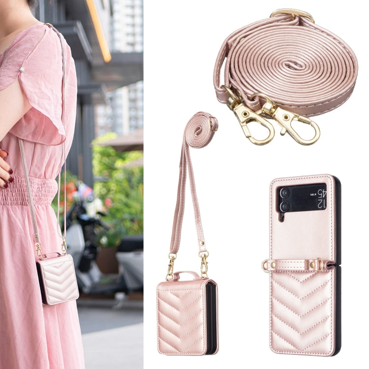 Wave-shaped Crossbody Lanyard Leather Phone Case, For Galaxy Z Flip8 5G, For Samsung Galaxy Z Flip7 FE / Flip6, For Samsung Galaxy Z Flip7, For Samsung Galaxy Z Flip5, For Samsung Galaxy Z Flip4, For Samsung Galaxy Z Flip3