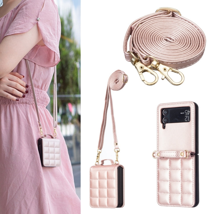 Square-shaped Crossbody Lanyard Leather Phone Case, For Galaxy Z Flip8 5G, For Samsung Galaxy Z Flip7, For Samsung Galaxy Z Flip6, For Samsung Galaxy Z Flip5, For Samsung Galaxy Z Flip4, For Samsung Galaxy Z Flip3