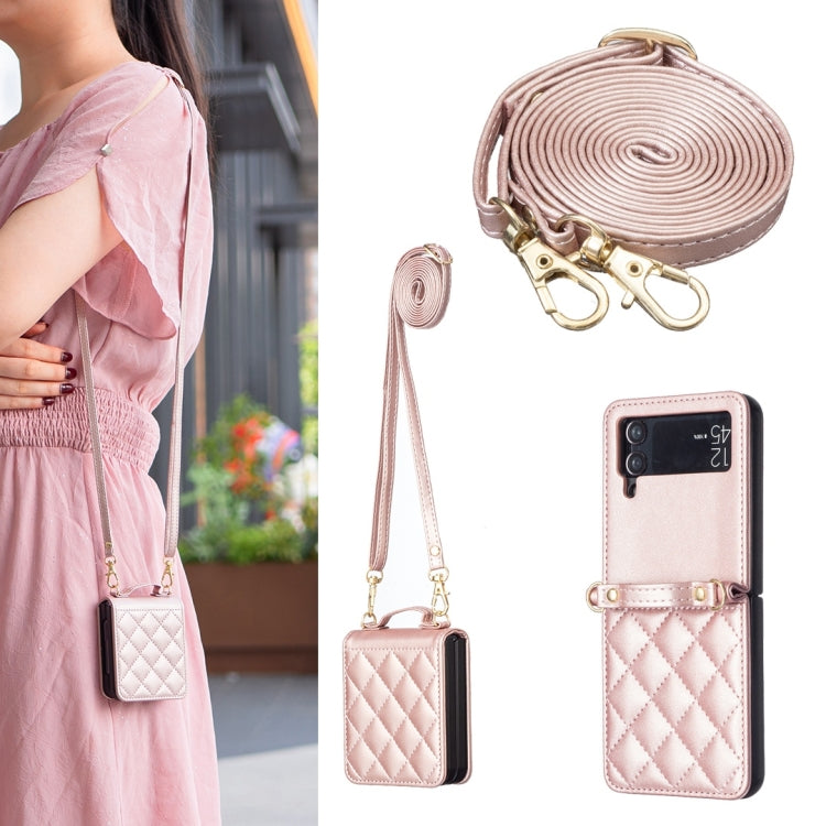 Rhombus-shaped Crossbody Lanyard Leather Phone Case, For Galaxy Z Flip8 5G, For Samsung Galaxy Z Flip7 FE / Flip6, For Samsung Galaxy Z Flip7, For Samsung Galaxy Z Flip5, For Samsung Galaxy Z Flip4, For Samsung Galaxy Z Flip3