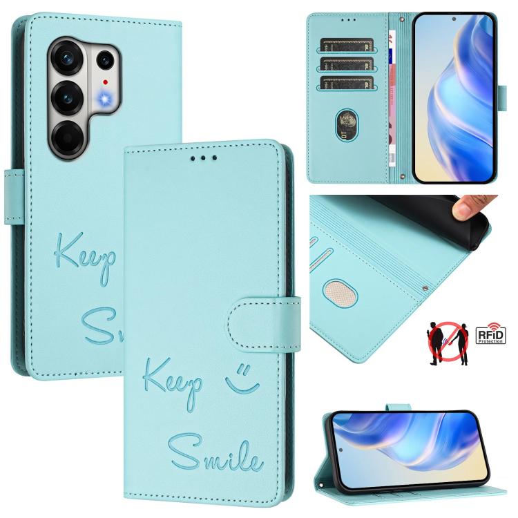 Smile Embossing RFID Leather Phone Case, For Tecno Camon 50 Pro 4G, For Tecno Camon 50 4G, For Tecno Spark Slim 5G, For Tecno Pop 10 / Infinix Smart 10 4G, For Tecno Camon 40 Pro 4G, For Tecno Camon 40 Premier, For Tecno Camon 40 4G