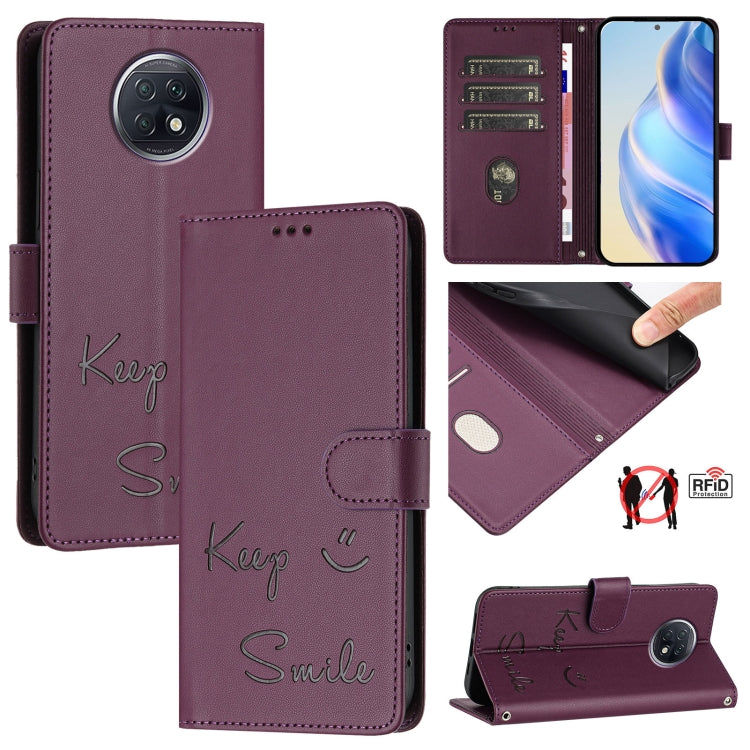 Smile Embossing RFID Leather Phone Case, For Redmi K40 / K40 Pro, For Redmi Note 10 Pro / Note 10 Pro Max, For Redmi Note 10 Pro India, For Redmi Note 9T Global