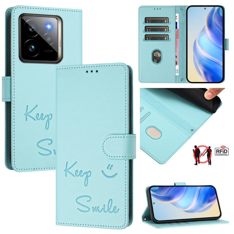 Smile Embossing RFID Leather Phone Case, For Realme GT 7 Pro 5G, For Realme C63 5G Global, For Realme Note 60 4G Global, For Realme 13+ 5G Global, For Realme 13 Pro / 13 Pro+ 5G, For Realme GT 6 / 6T 5G Global, For Realme C63 / C61 Global