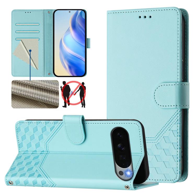 Honeycomb Embossing RFID Leather Phone Case, For Google Pixel 11 Pro XL, For Google Pixel 11 Pro / 11, For Google Pixel 10 Pro XL 5G Global, For Google Pixel 10 5G / 10 Pro 5G Global, For Google Pixel 9a, For Google Pixel 9 Pro XL