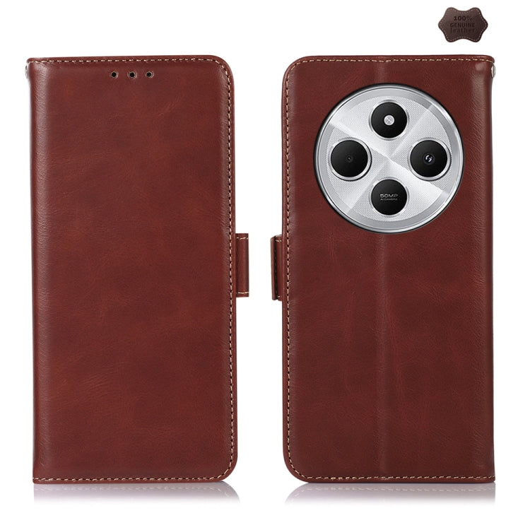 Magnetic Crazy Horse Texture Genuine Leather RFID Phone Case, For Redmi Note 14 Pro 5G, For Redmi 14C 4G