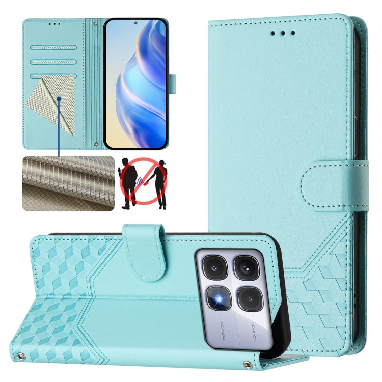 Honeycomb Embossing RFID Leather Phone Case, For Redmi K70 Ultra 5G, For Redmi 13 5G / 4G Global, For Redmi A3 4G Global / A3X 4G, For Redmi Note 13 Pro 4G Global, For Redmi 13C 4G, For Redmi Note 13 4G Global, For Redmi Note 13 Pro 5G Global