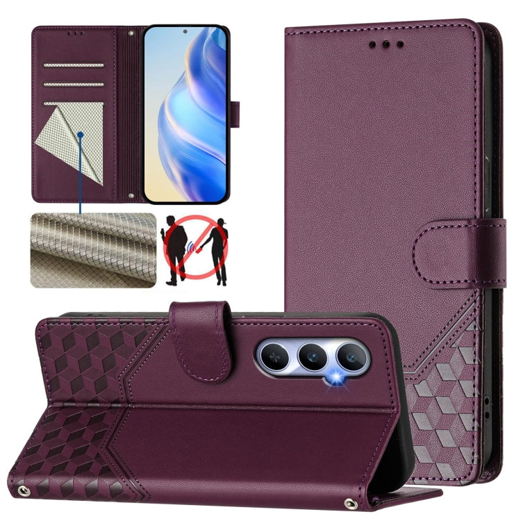 Honeycomb Embossing RFID Leather Phone Case, For Realme Note 50 4G Global / C51 / C53, For Realme 12 Pro 5G / 12 Pro+ 5G Global, For Realme C67 4G Global, For Realme 11 5G Global / 11x 5G / C67 India, For Realme 11 4G Global, For Realme GT3 / GT5 240W...