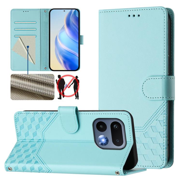 Honeycomb Embossing RFID Leather Phone Case, For Realme 16 Pro 5G Global, For Realme C71 4G India / Note 70 4G, For Realme C85 5G / 15x 5G India, For Realme P4 Pro 5G, For Realme P4 5G, For Realme 15T 5G Global, For Realme 15 / 15 Pro 5G Global