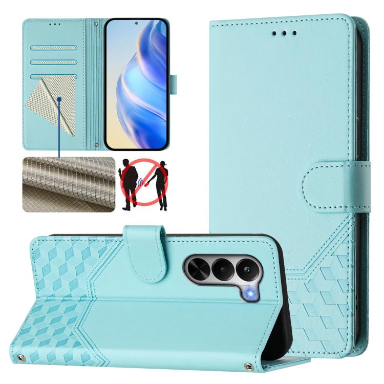 Honeycomb Embossing RFID Leather Phone Case, For Realme P4x 5G / OnePlus Nord CE6 Lite, For Realme 16T 5G Global, For Realme C100 5G, For Realme P4 Power 5G, For Realme Note 80 4G Global, For Realme C83 5G India, For Realme 16 5G Global