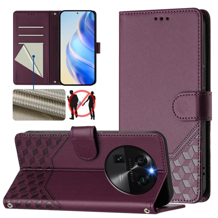 Honeycomb Embossing RFID Leather Phone Case, For OPPO Reno9 A, For OPPO Reno10 / Reno10 Pro Global, For OPPO A98 5G / F23 5G India, For OPPO Find X8 Pro, For OPPO A78 5G Global / A1x 5G, For OPPO Reno8 T 4G, For OPPO Find X6 Pro, For OPPO Find X6
