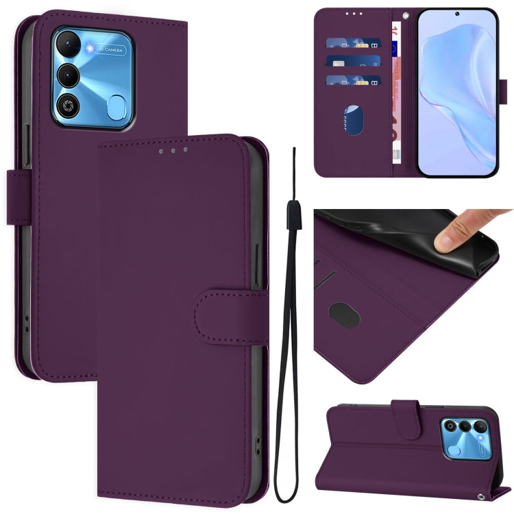 Skin Feel Solid Color Leather Phone Case with Lanyard, For Tecno Pova Neo 2, For Tecno Spark Go 2022 / 8C