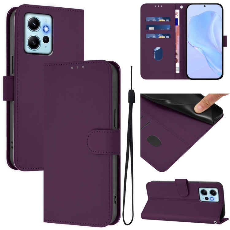 Skin Feel Solid Color Leather Phone Case with Lanyard, For Redmi Note 11 Pro 4G Global, For Redmi Note 12 4G Global