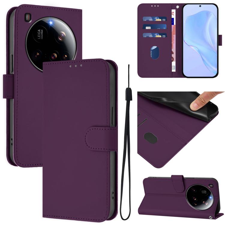Skin Feel Solid Color Leather Phone Case with Lanyard, For Xiaomi Poco X7 5G, For Xiaomi 15 Ultra