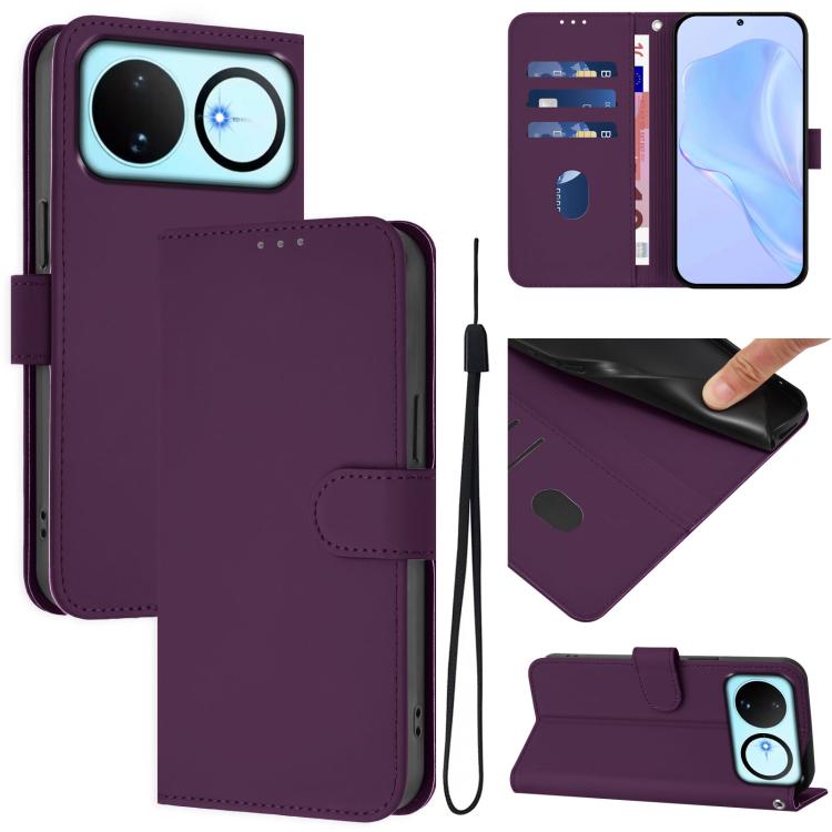 Skin Feel Solid Color Leather Phone Case with Lanyard, For Huawei nova 14, For Huawei nova 16