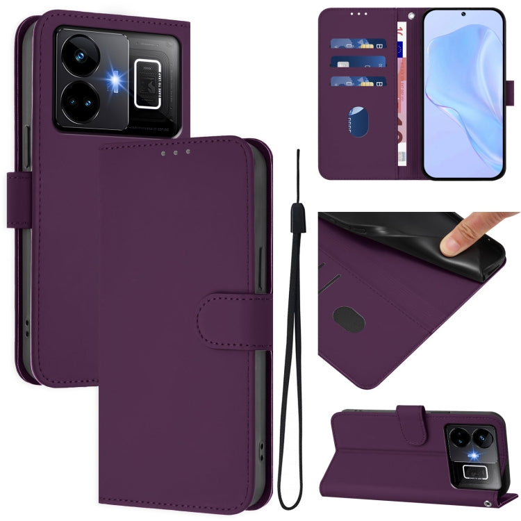 Skin Feel Solid Color Leather Phone Case with Lanyard, For Realme 10T 5G / 10s 5G, For Realme GT3 5G / GT Neo 5 240W