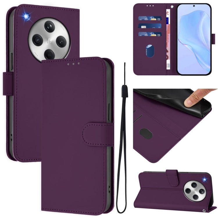 Skin Feel Solid Color Leather Phone Case with Lanyard, For OPPO A3x 5G Global, For OPPO Find X8