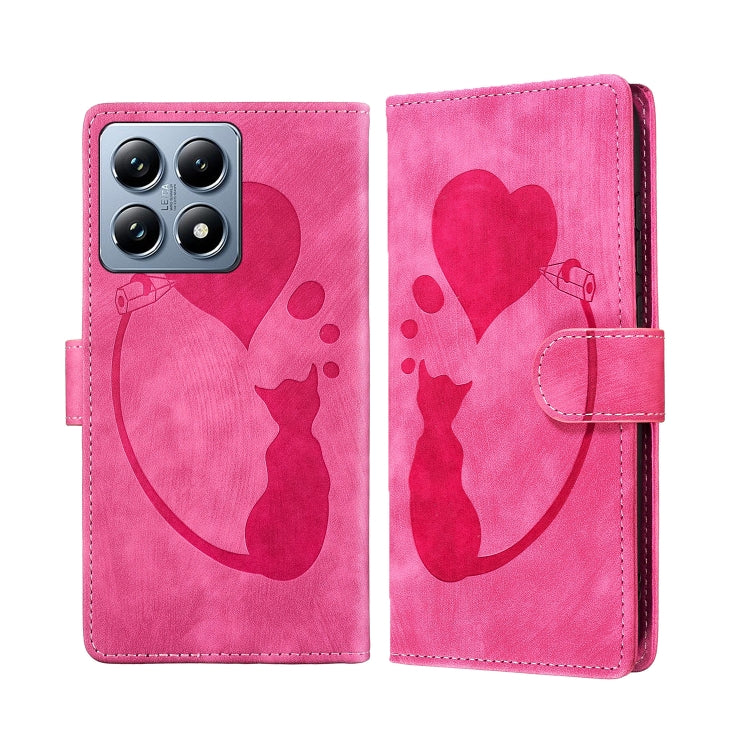 Pen Heart Cat Embossed Leather Phone Case, For Xiaomi 17T Pro 5G, For Xiaomi 17T 5G, For Xiaomi 15T Pro 5G, For Xiaomi 15T 5G, For Xiaomi Poco C75, For Xiaomi 14T Pro, For Xiaomi 14T