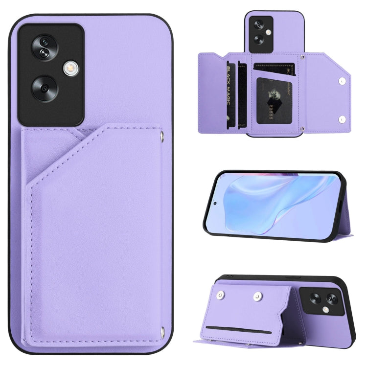 Skin Feel Four Card Slots Phone Case with Wrist Strap, For OPPO A58 4G Global, For OPPO Reno10 Pro 5G Global, For OPPO A78 4G Global, For OPPO A17, For OPPO A79 5G Global